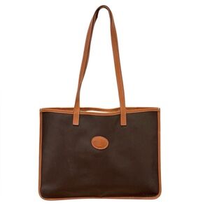 Long Champ  Vintage Brown‎ Canvas Tote Bag .